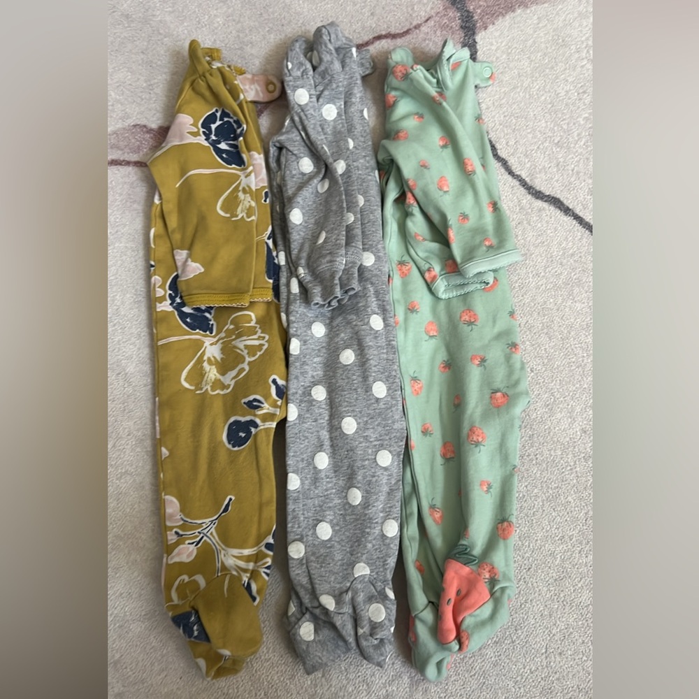 Carter's Kids One Pieces Footies - Mustard, Gray, Mint